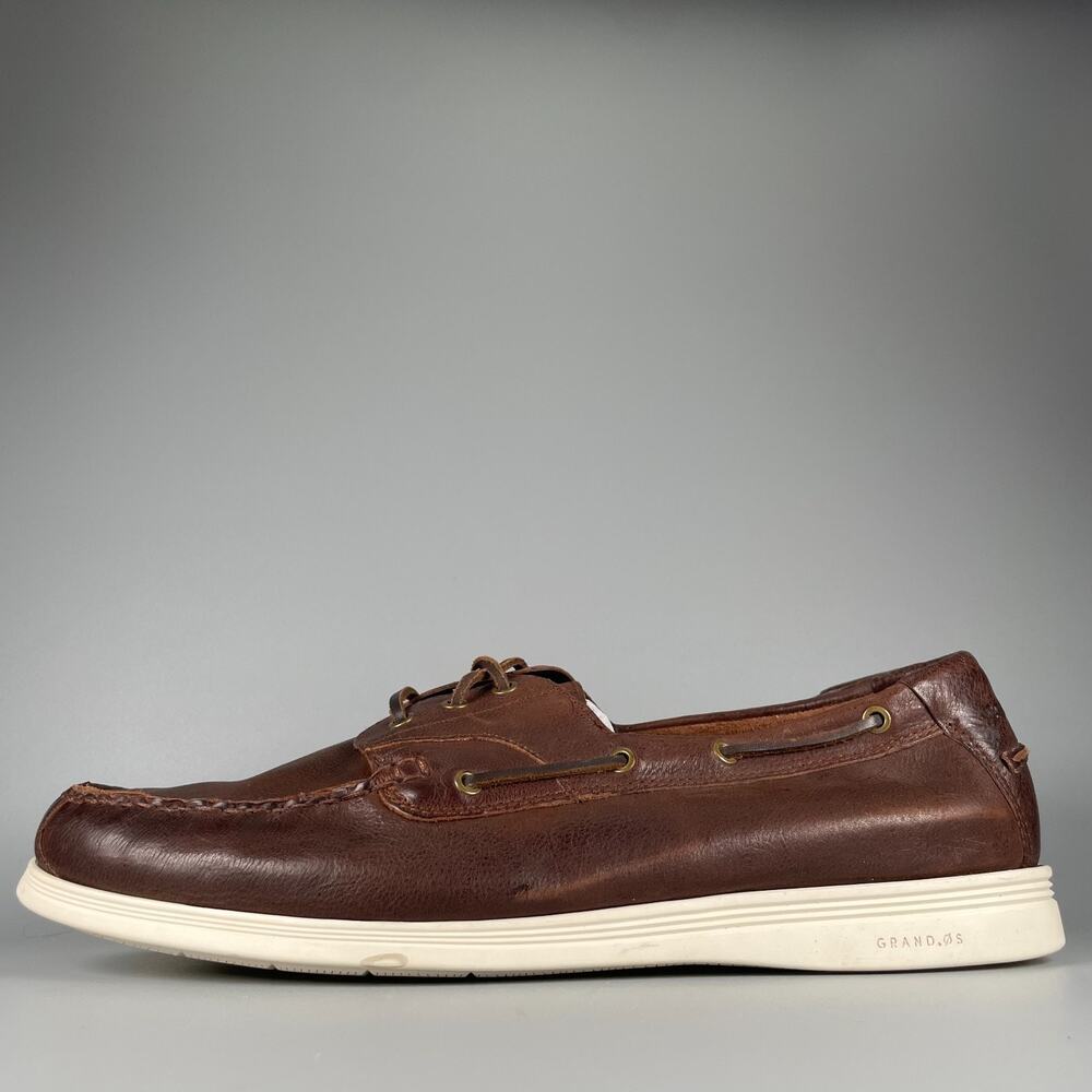 Cole Haan C28865 Men's Size 13 M Brown Leather Two Eye Lace Up Boat Shoes Casual